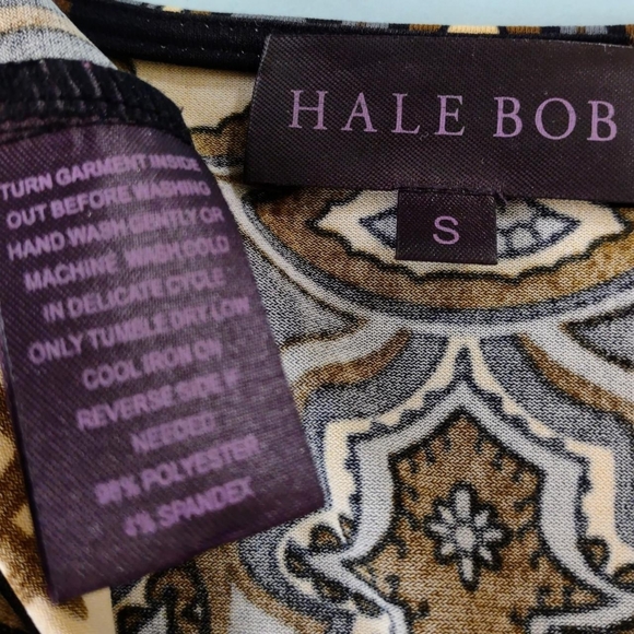 Hale Bob brown tan floral hippie balloon sleeves dress size S - Picture 4 of 5